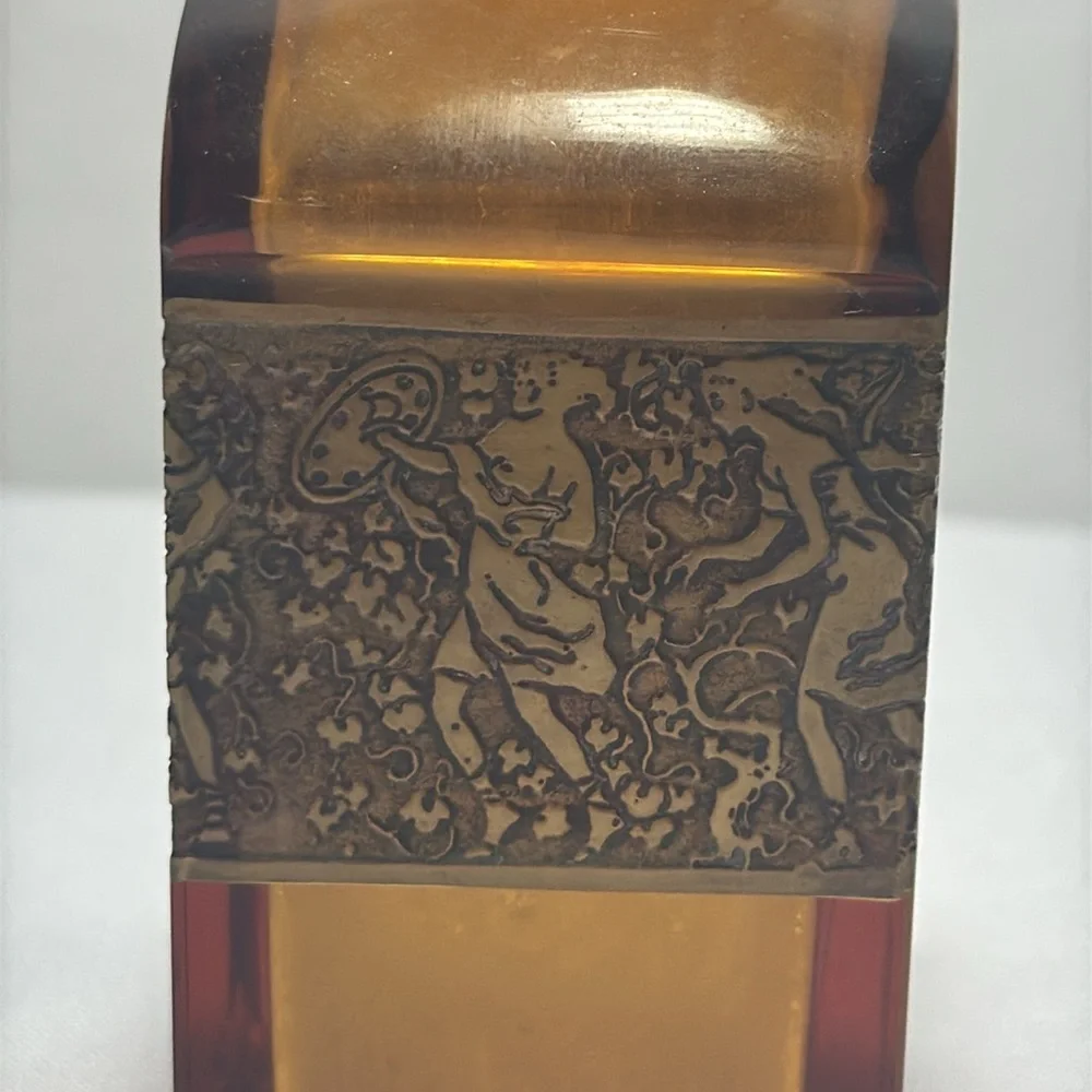 Moser Signed Art Nouveau Amber Glass Decorative Bottle - Picture 8 of 14